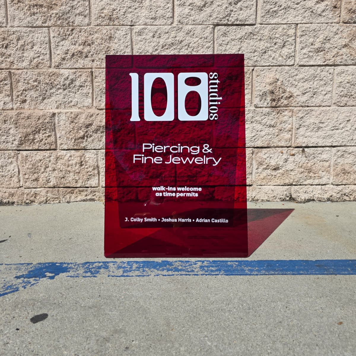 108 Studios Red Acrylic A-Frame