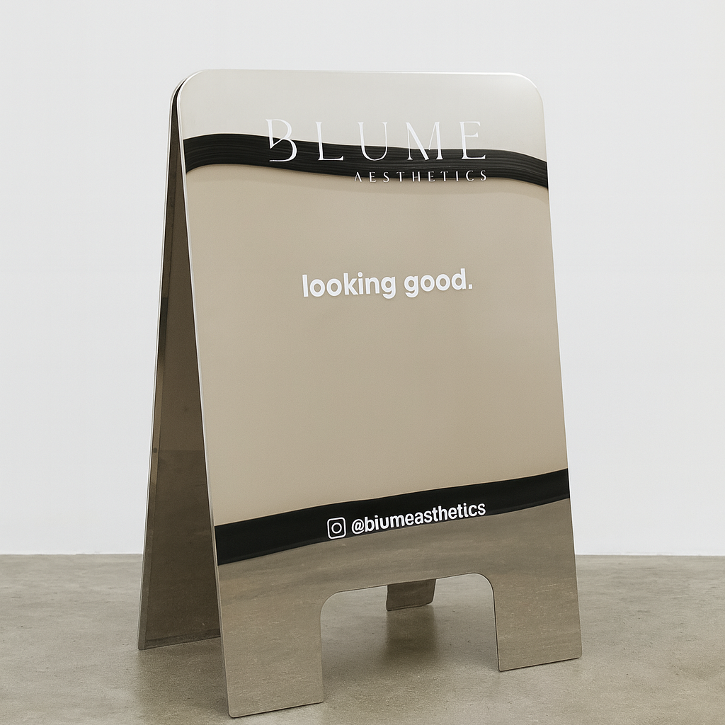 Blume - Rounded Stainless Steel A-Frame Sandwich Board Sign
