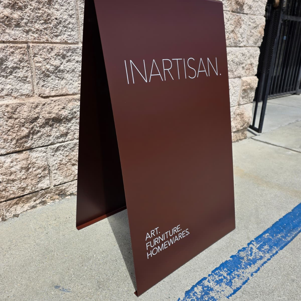 Brown Stainless Steel A-Frame Sidewalk Sign - INARTISAN.