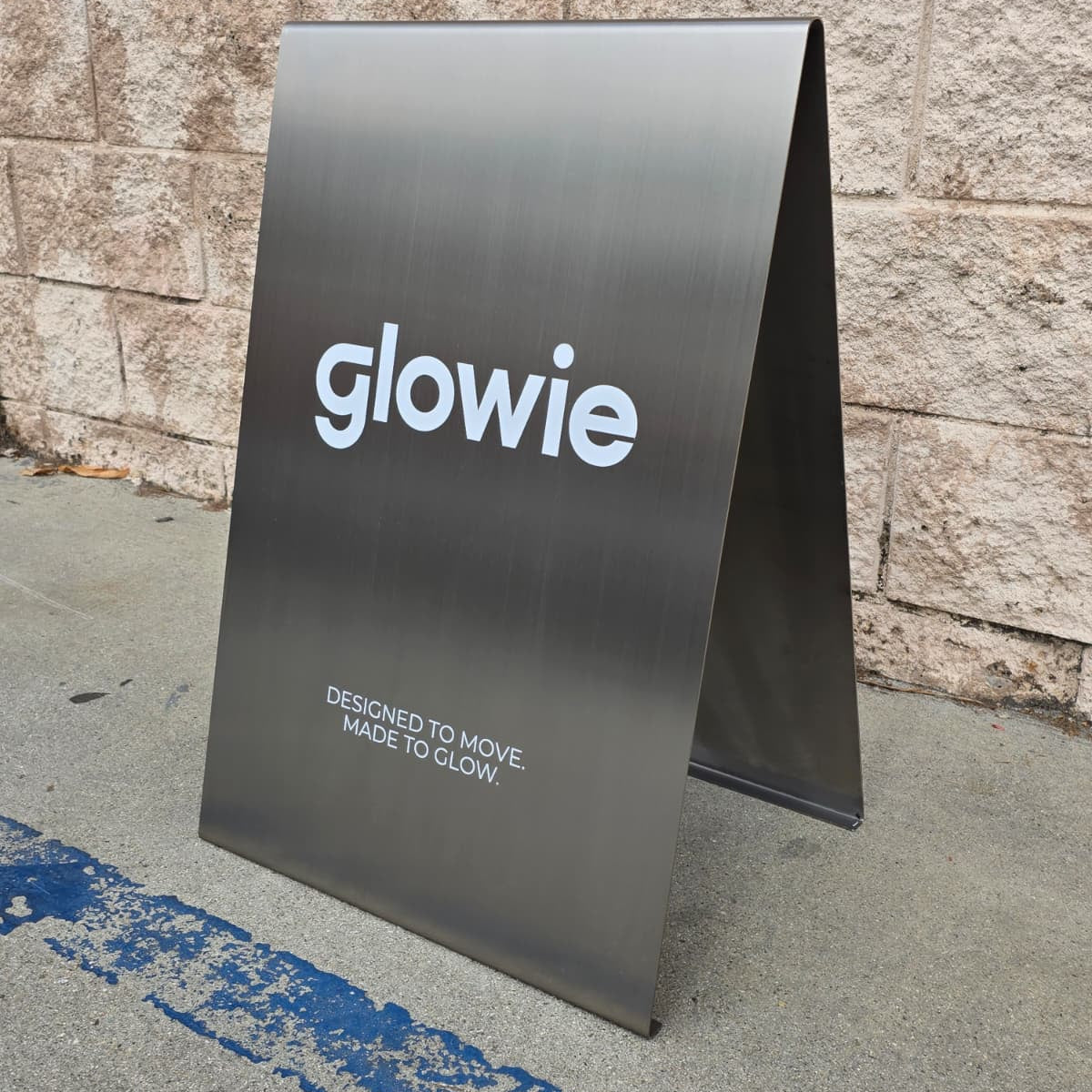 Brushed Stainless Steel A-Frame Sidewalk Sign - Glowie