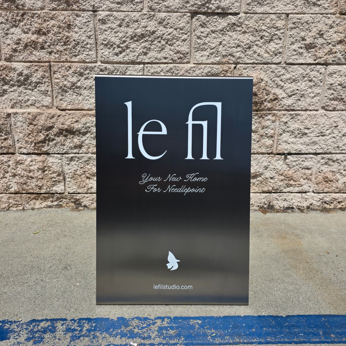 Brushed Stainless Steel A-Frame Sidewalk Sign - Le Fil