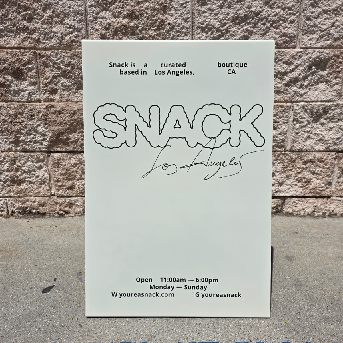 Cream Stainless Steel A-Frame Sidewalk Sign - Snack