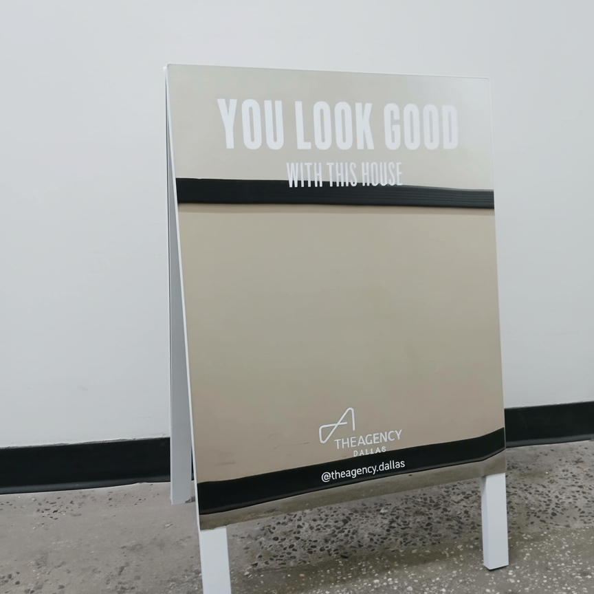 Mirrored A-Frame Sandwich Board Sign