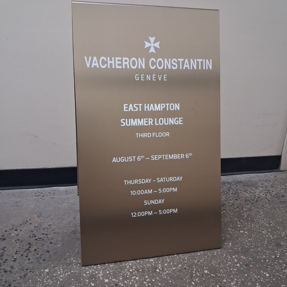 Gold Brass Stainless Steel A-Frame Sidewalk Sign - Vacheron Constantin