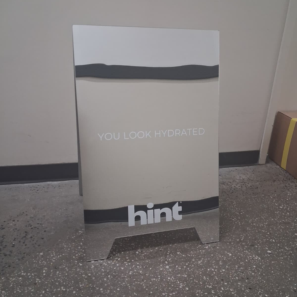 Mirrored Acrylic A-Frame Sandwich Board Sign - hint