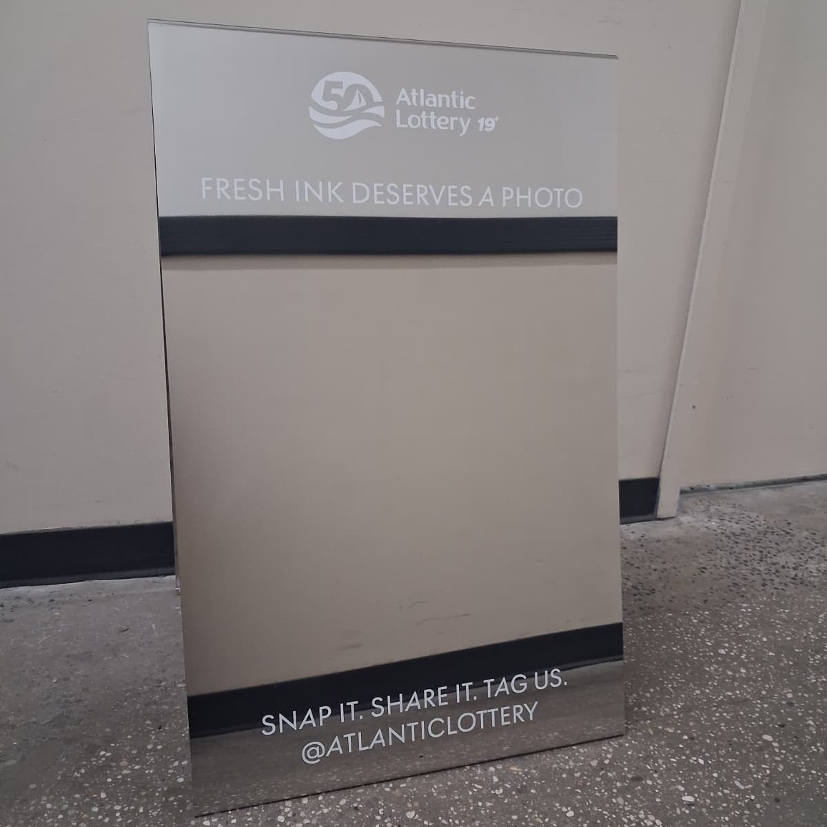 Mirrored Stainless Steel A-Frame Sidewalk Sign -Atlantic Lottery