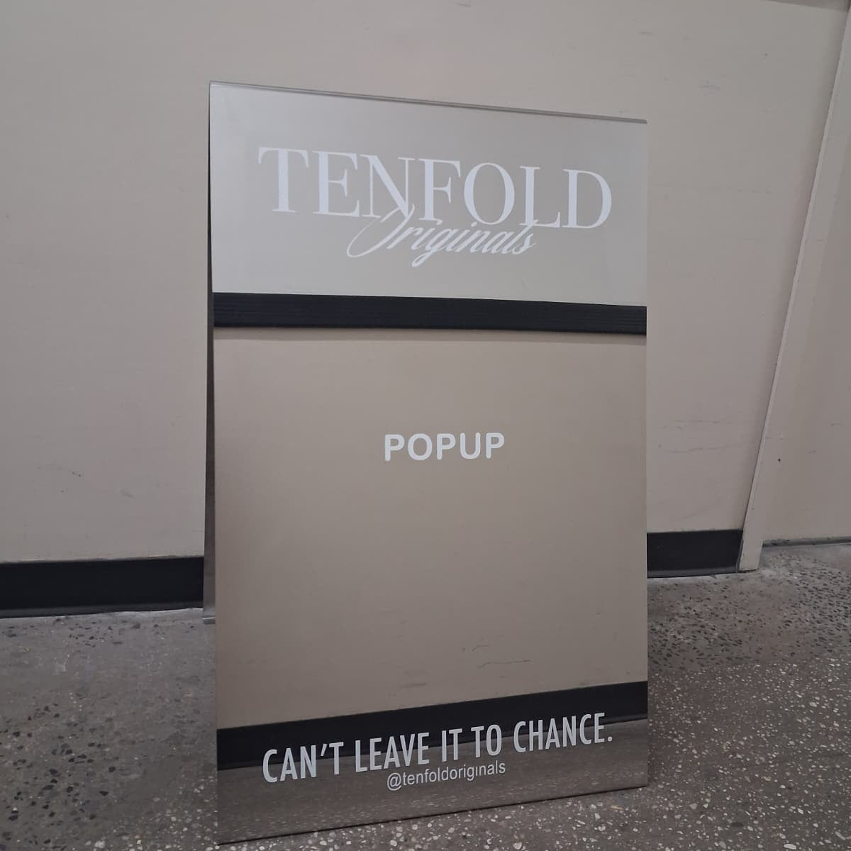 Mirrored Stainless Steel A-Frame Sidewalk Sign - Tenfold Originals