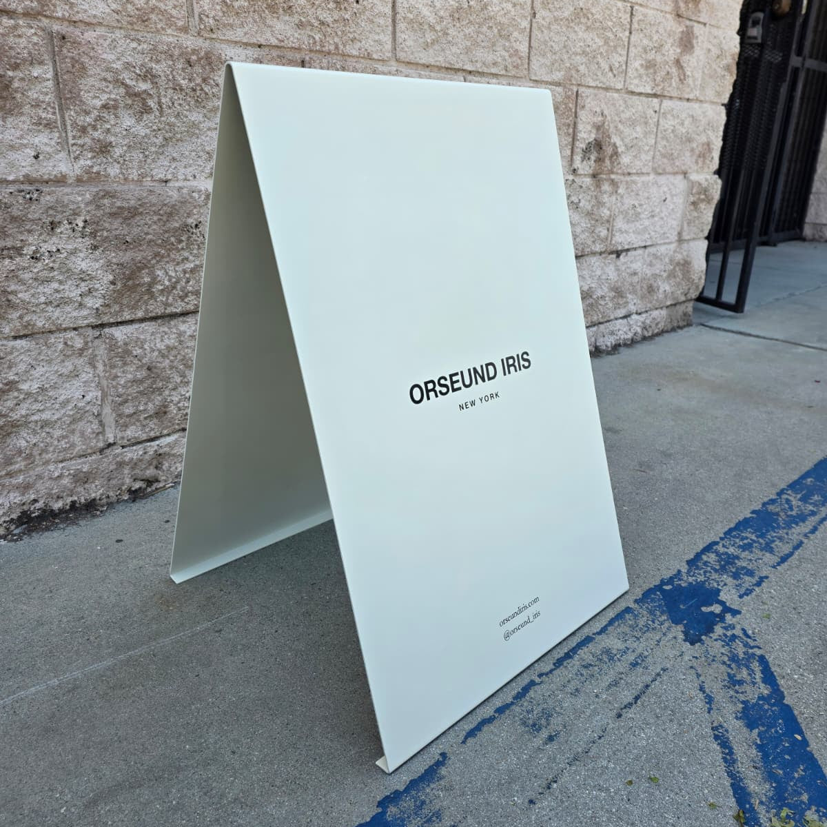 Orseund Iris - Cream Stainless Steel A-Frame Sidewalk Sign