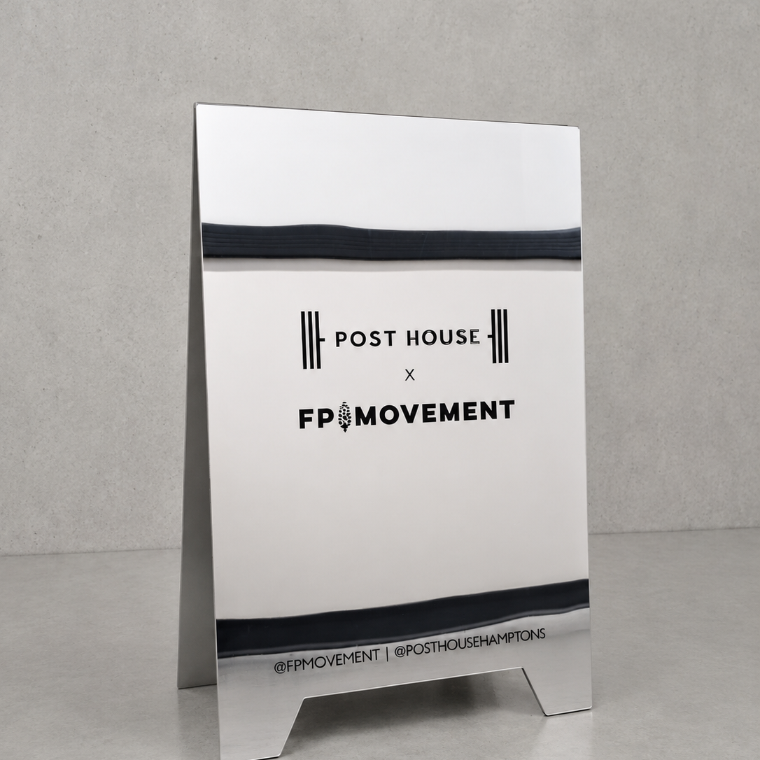 Post House - Mirrored Acrylic A-Frame Sandwich Board Sign