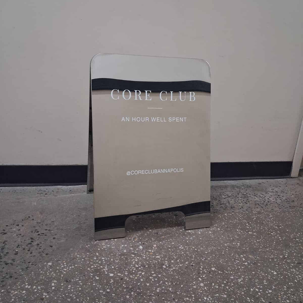 Rounded Mirror A-Frame Sandwich Board Sign - Core Club