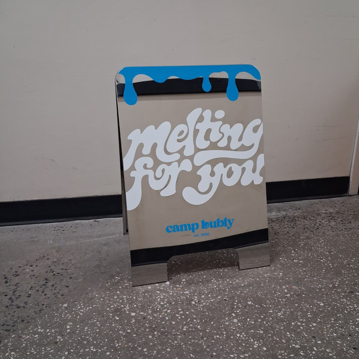 Rounded Mirror A-Frame Sandwich Board Sign