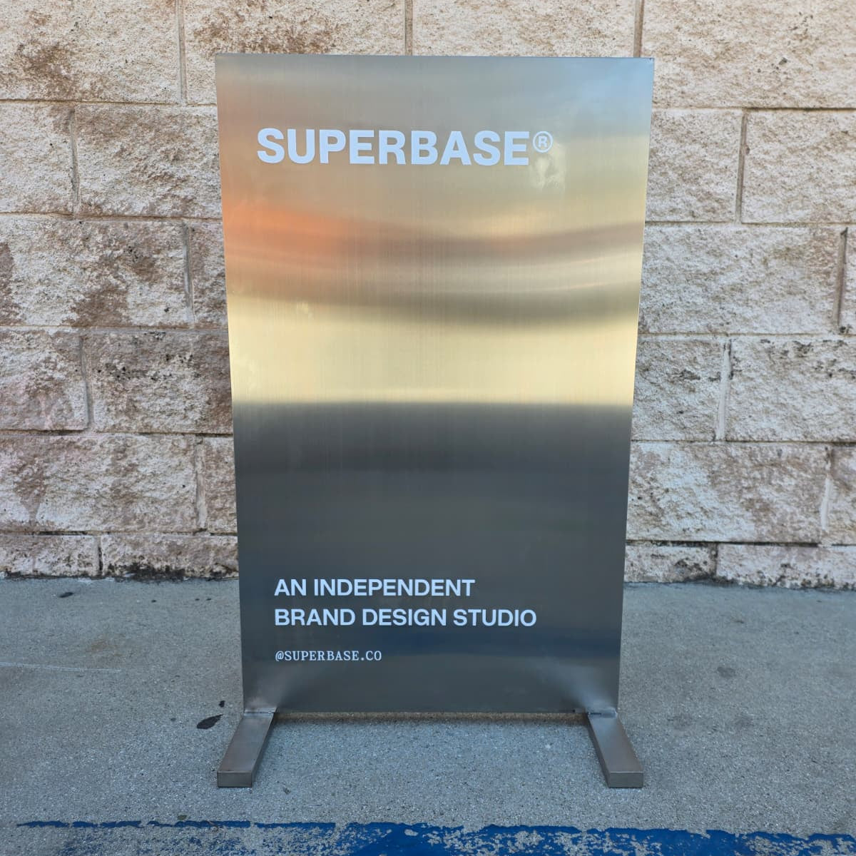 SUPERBASE® - Brushed Stainless Steel Upright Sign