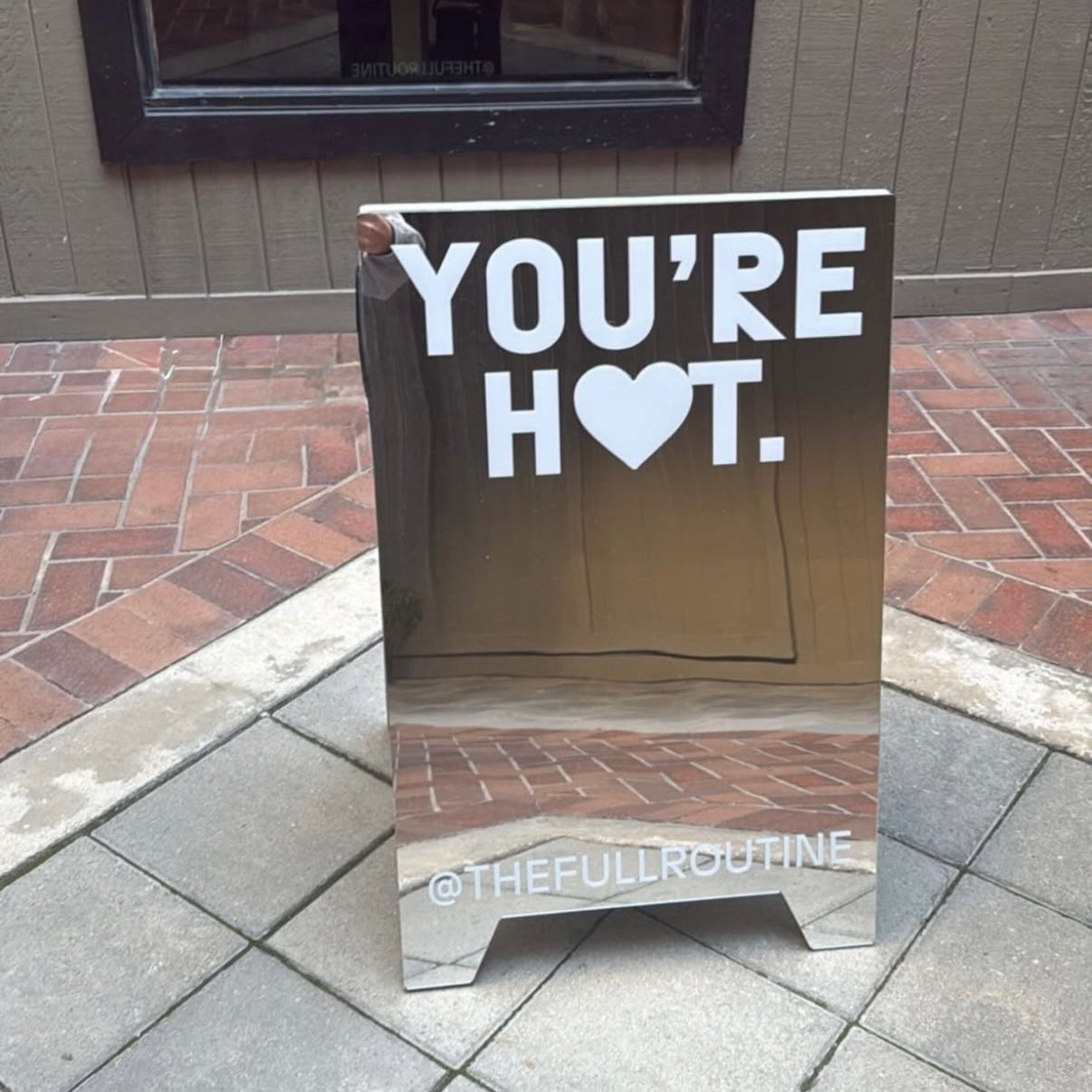 The Full Routine - Mirrored Acrylic A-Frame Sandwich Board Sign