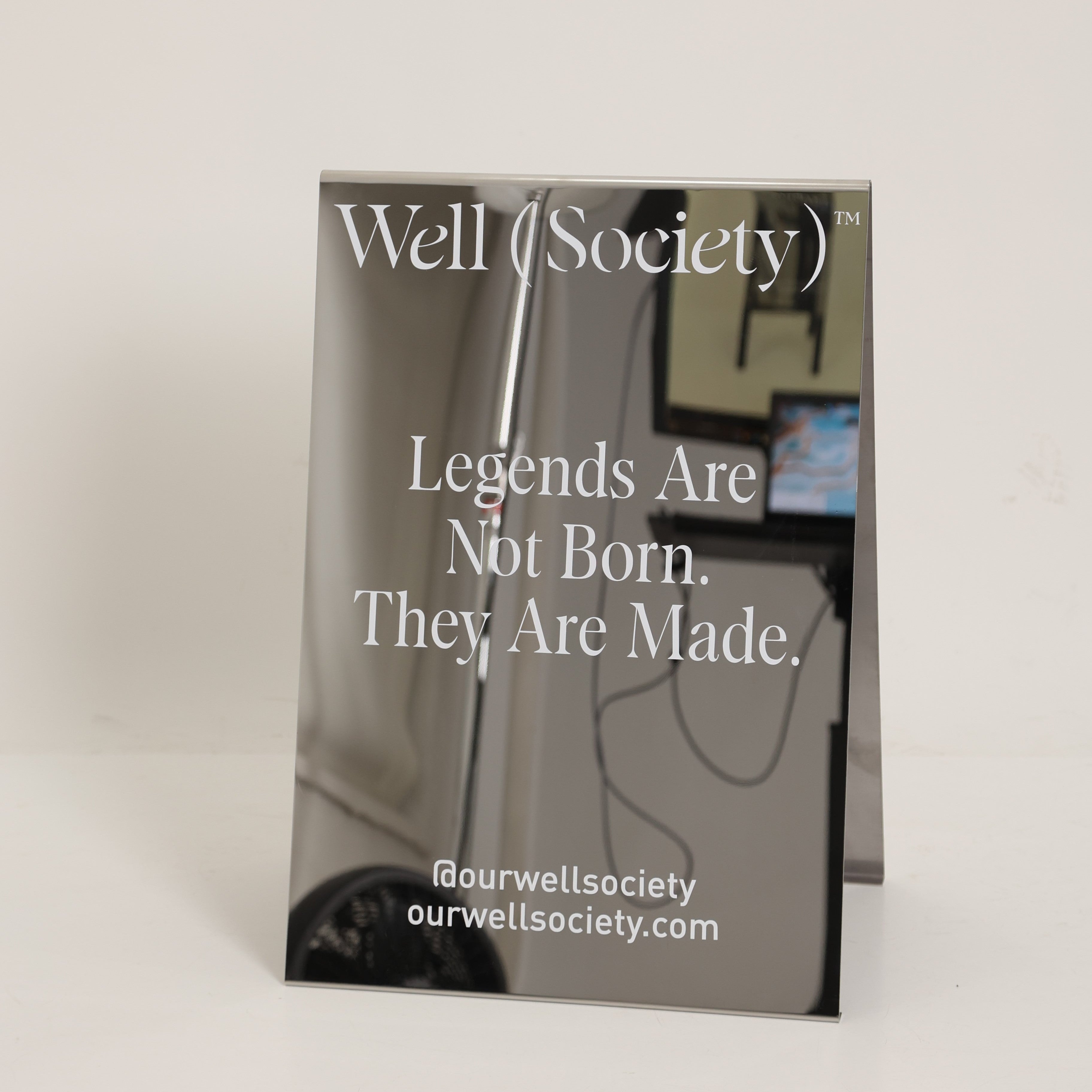 Well Society - Mirrored Stainless Steel A-Frame Sidewalk Sign