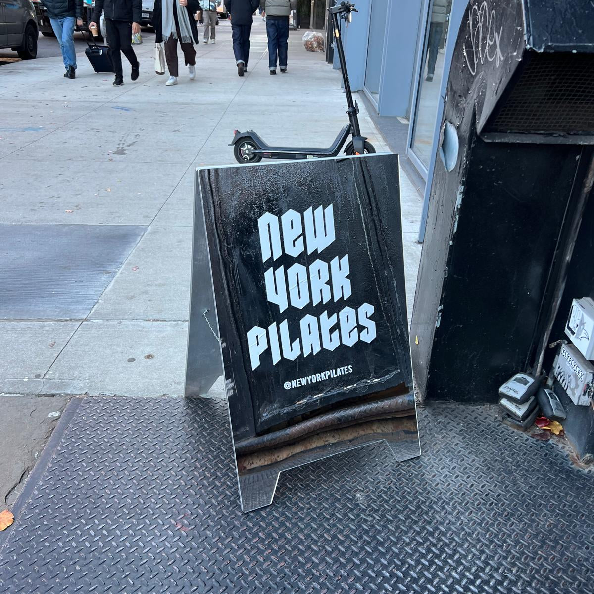 New York Pilates - Mirrored Acrylic A-Frame Sandwich Board Sign