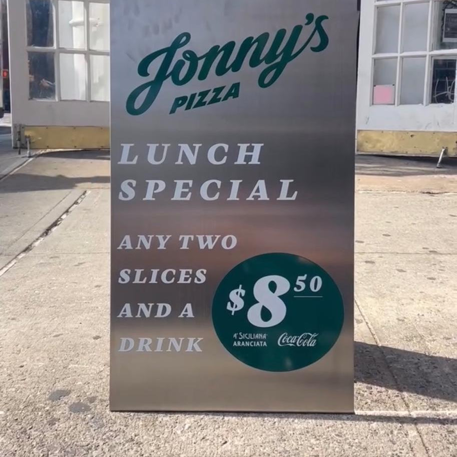 Jonny's Pizza - Stainless Steel A-Frame Sidewalk Sign