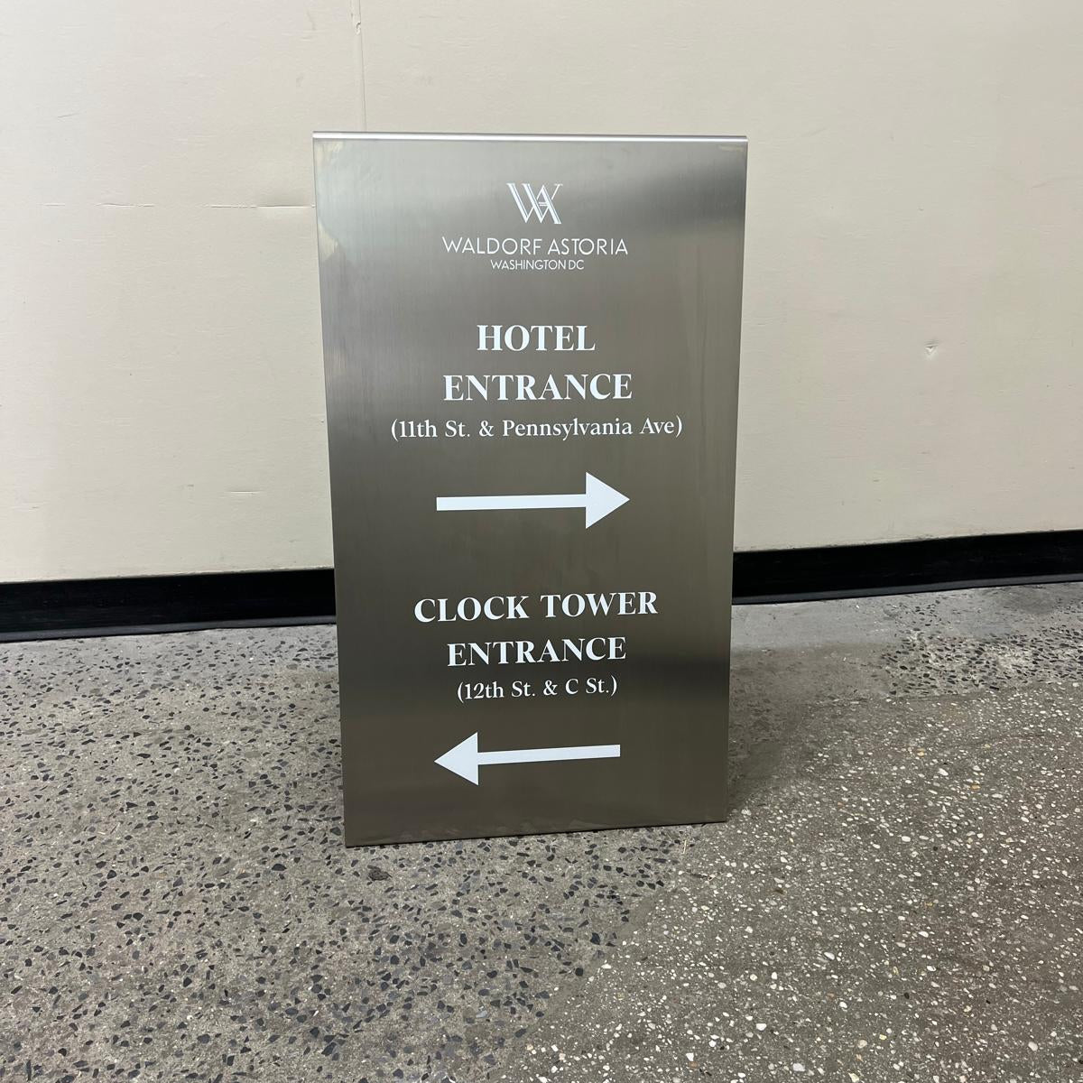 Waldorf Astoria Washington DC - Stainless Steel A-Frame Sidewalk Sign