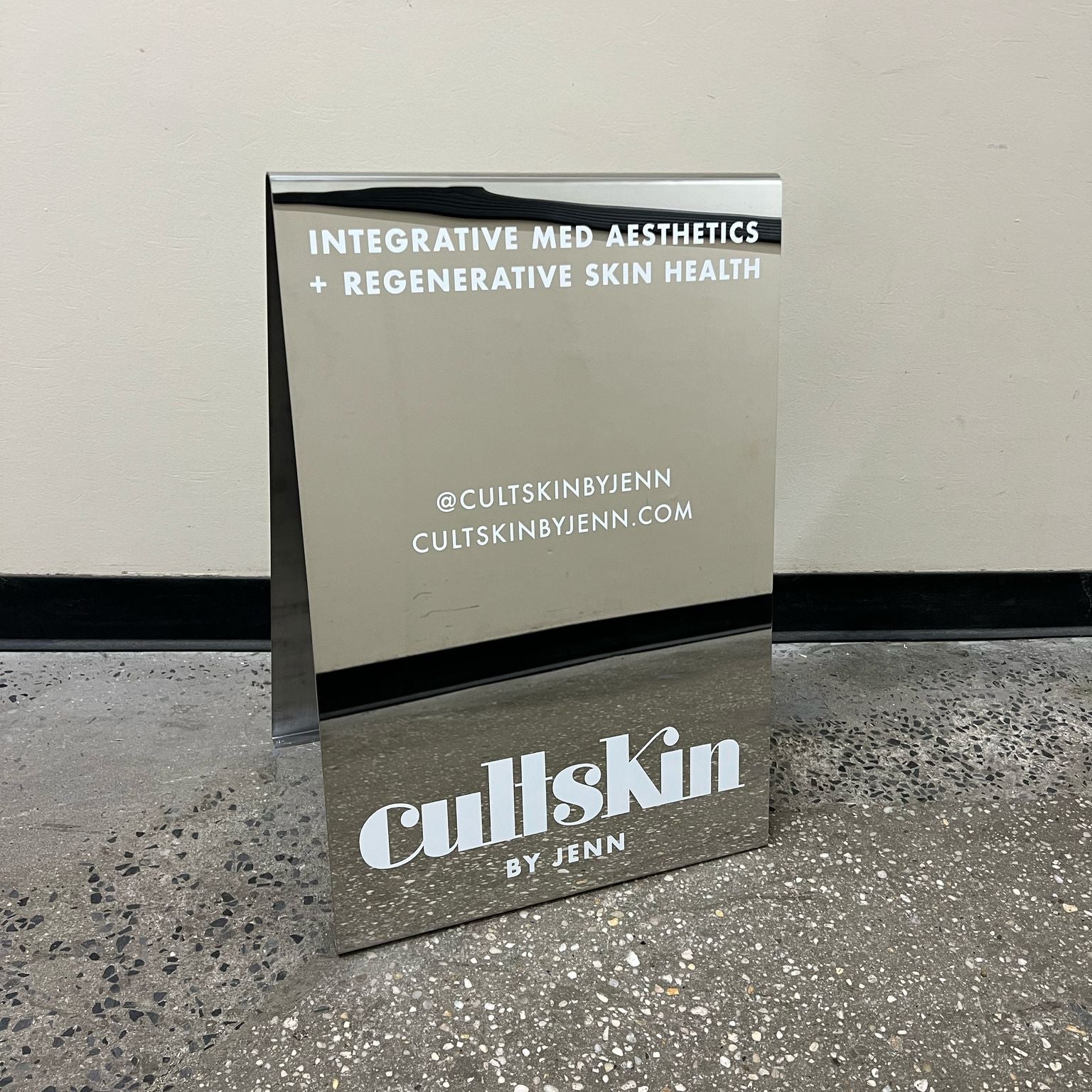 Cultskin - Mirrored Stainless Steel A-Frame Sidewalk Sign