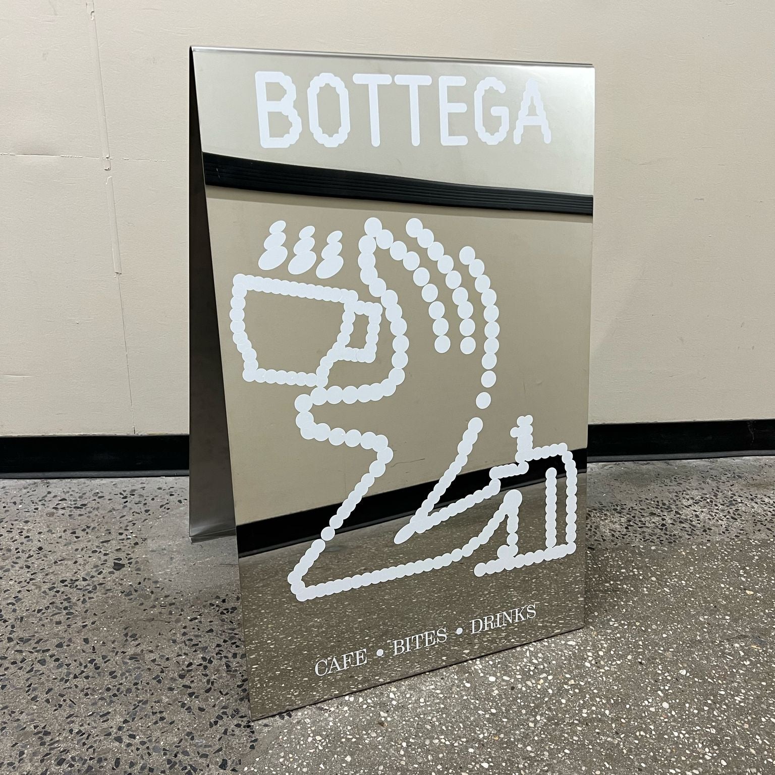 Bottega - Mirrored Stainless Steel A-Frame Sidewalk Sign
