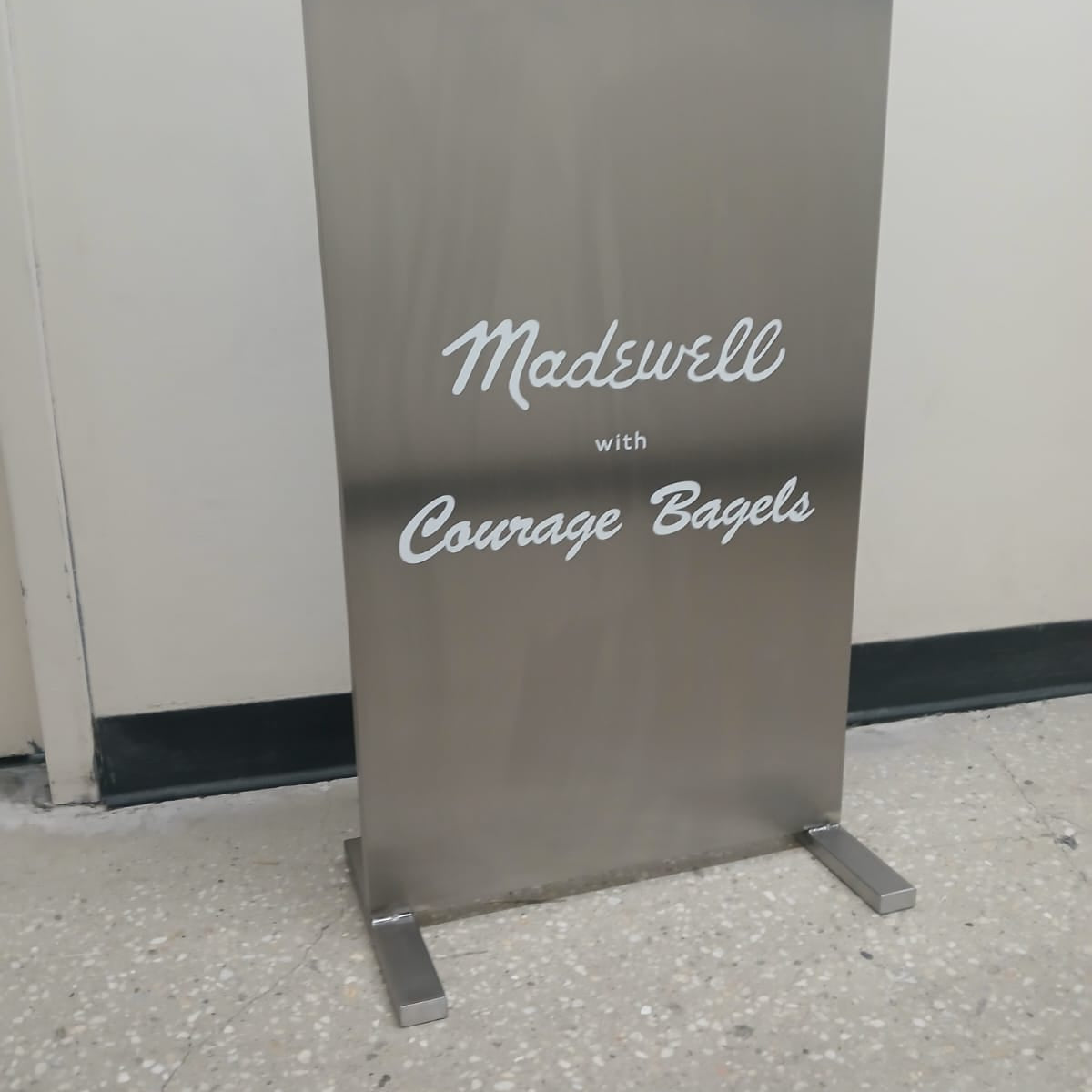 Madewell - Brushed Stainless Steel Upright Sign