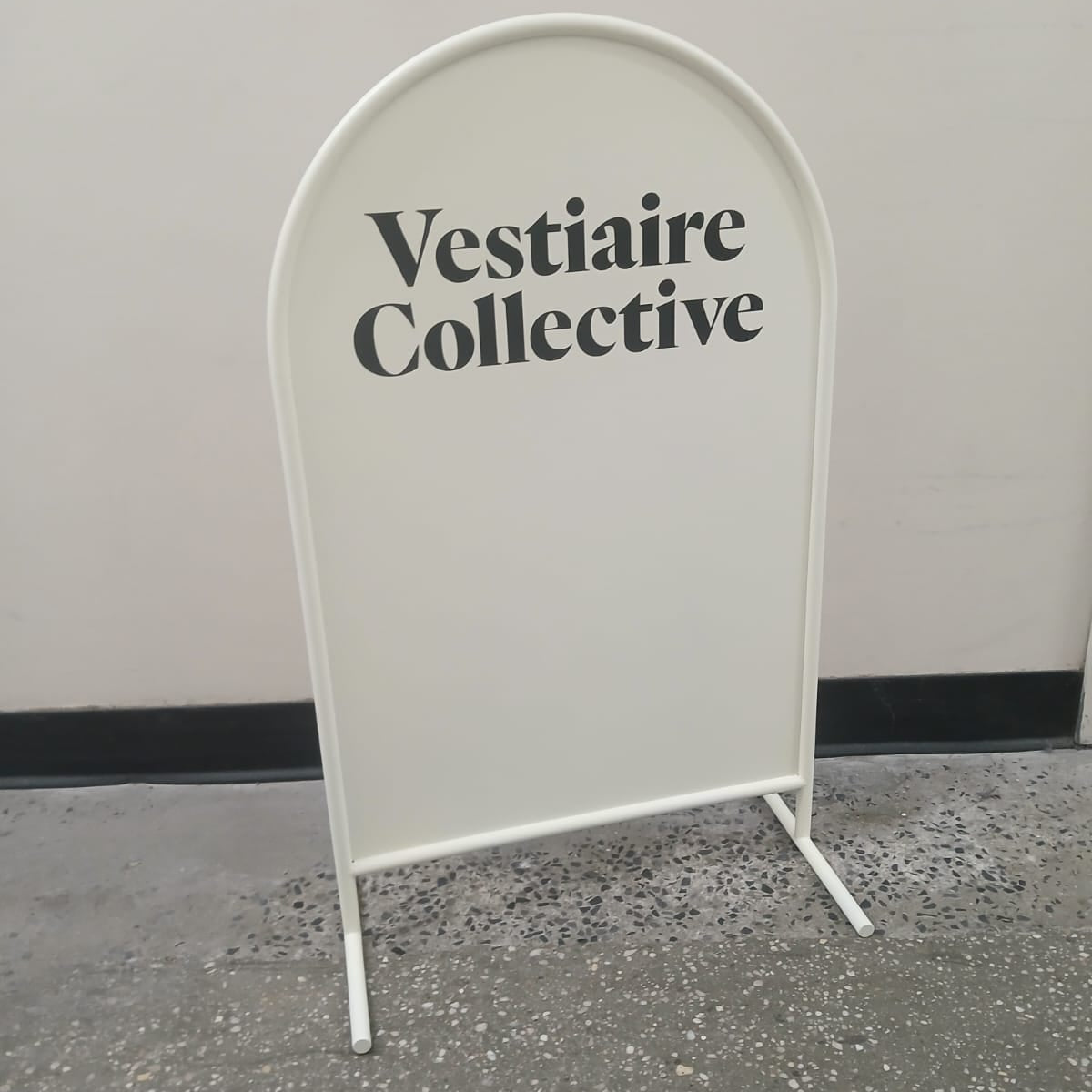 Rounded Cream Stainless Steel Standing Sign