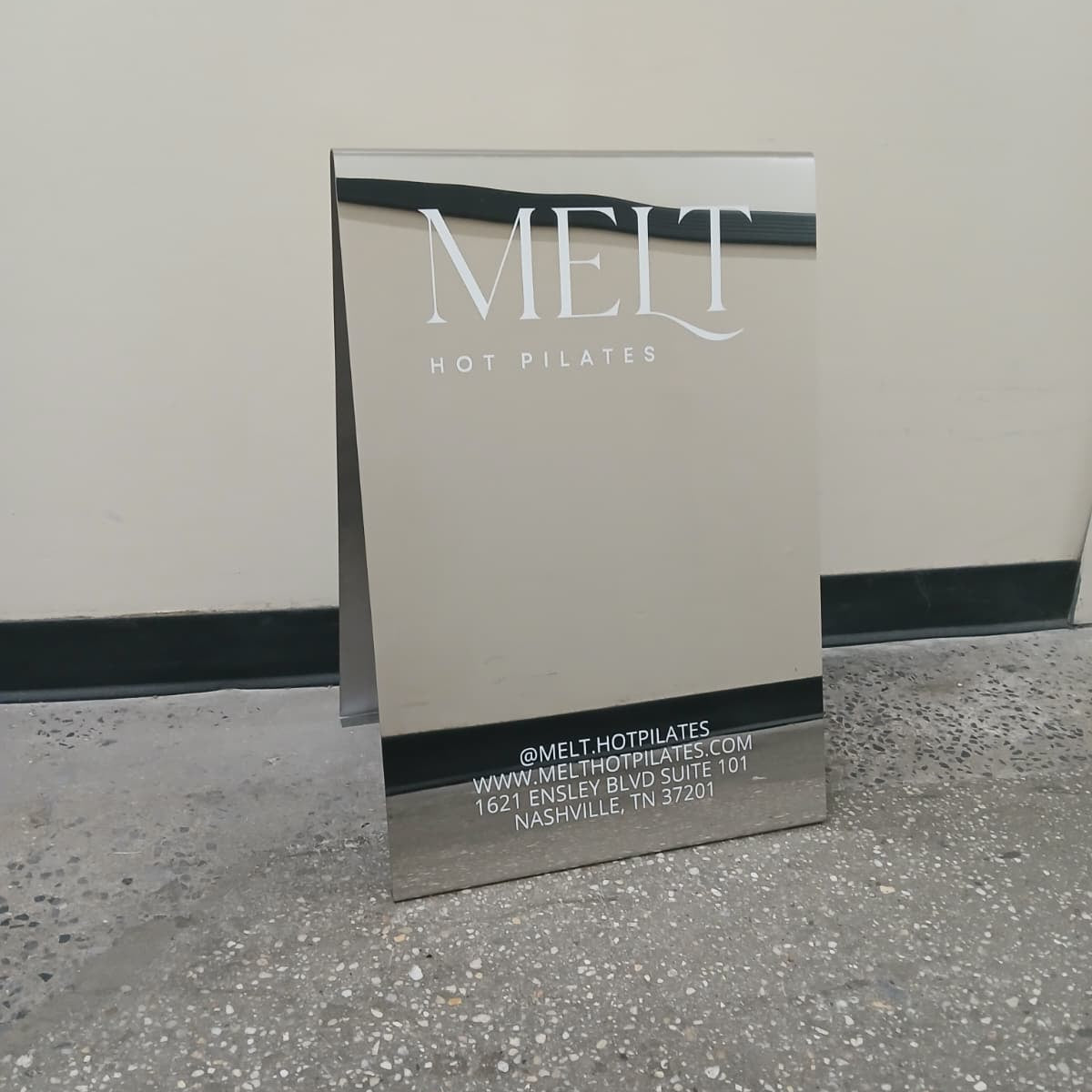 Mirrored Stainless Steel A-Frame Sidewalk Sign