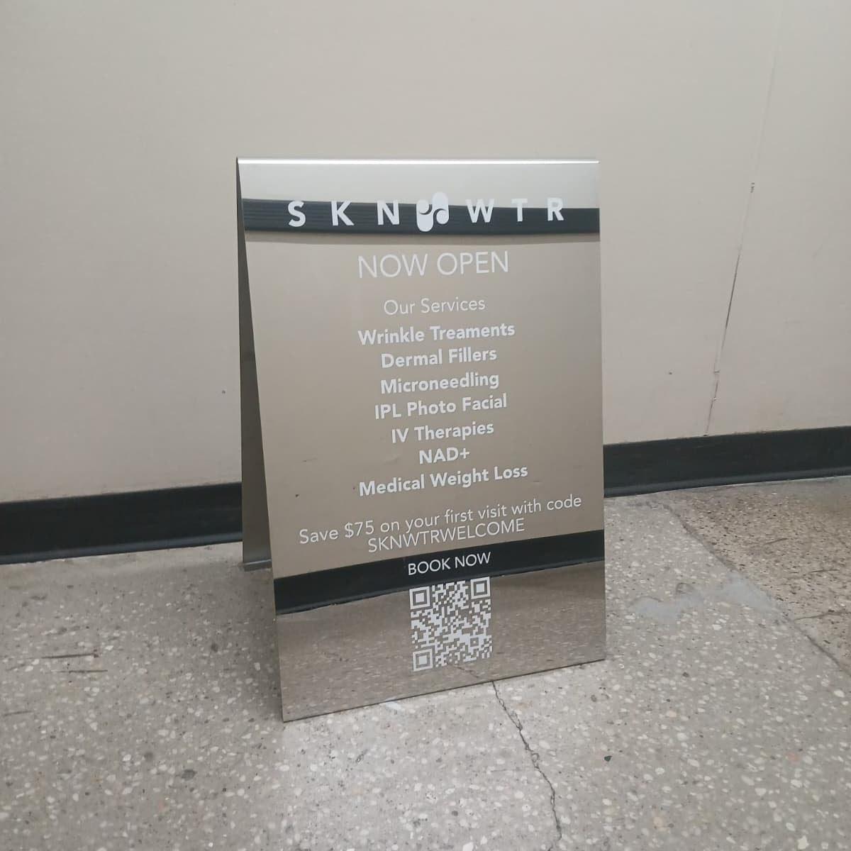 Mirrored Stainless Steel A-Frame Sidewalk Sign