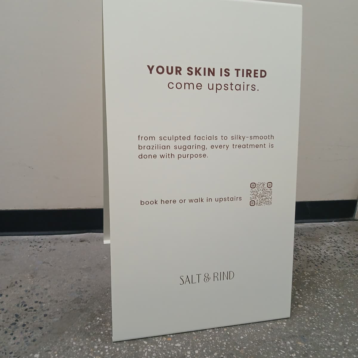 Cream Stainless Steel A-Frame Sidewalk Sign