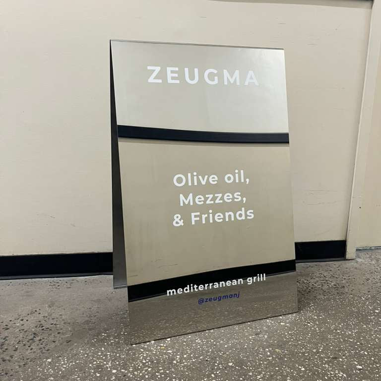 Mirrored Stainless Steel A-Frame Sidewalk Sign