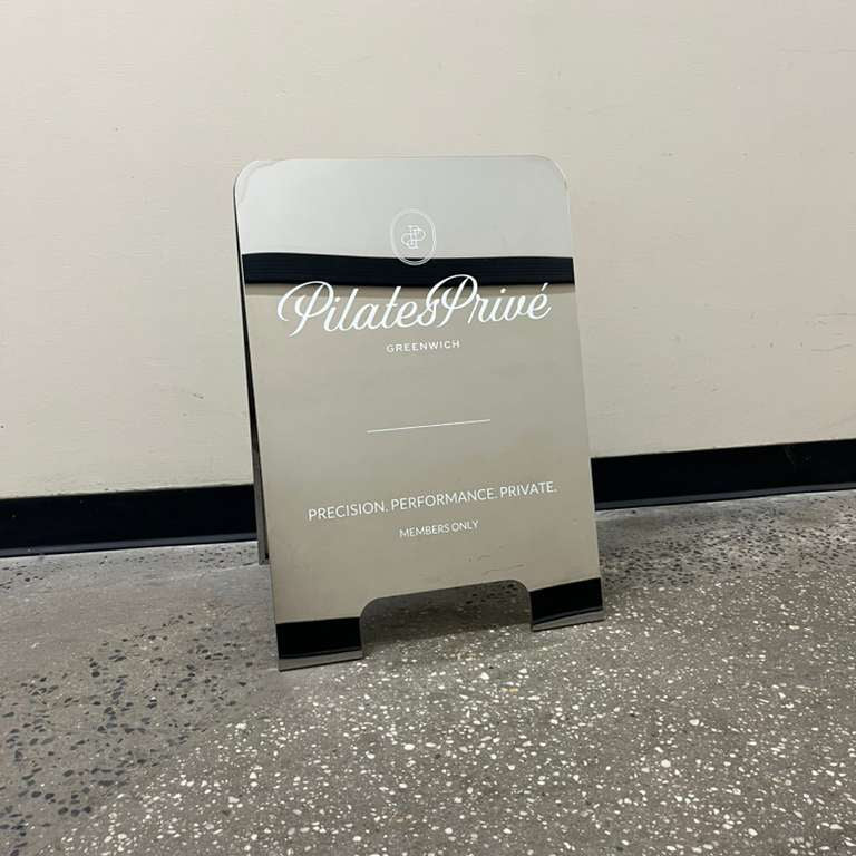 Rounded Mirror A-Frame Sandwich Board Sign