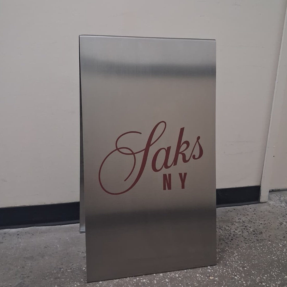 Brushed Stainless Steel A-Frame Sidewalk Sign-Saks