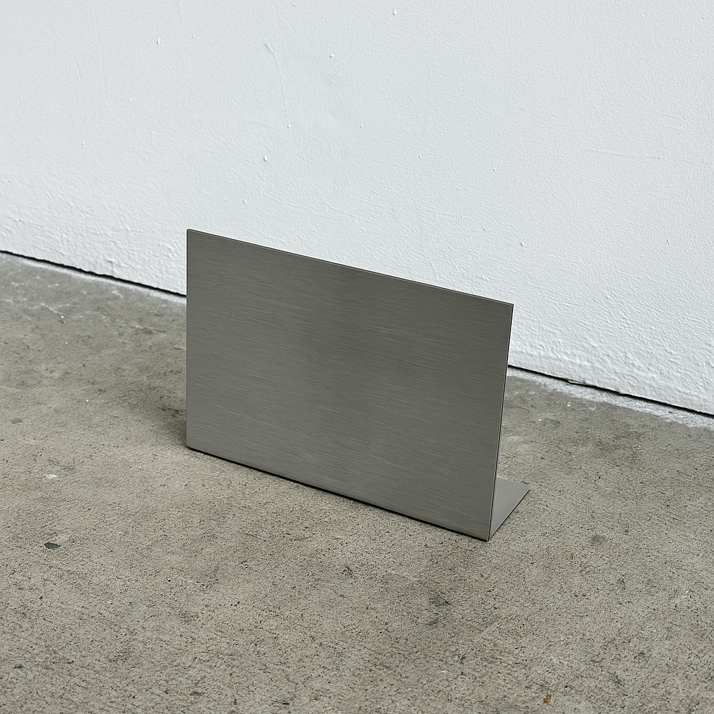 6 by 4 inch stainless steel tabletop sign