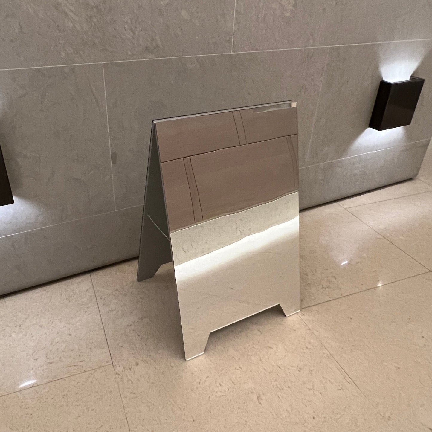 Acrylic Mirror Sandwich Board Sign Left