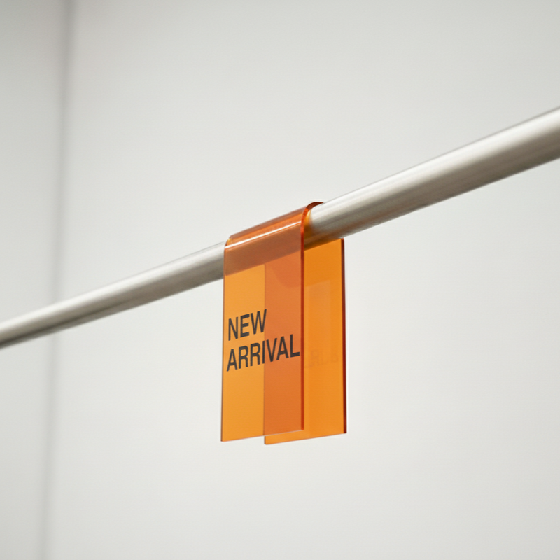 Transparent acrylic clothing rack sign clip for garment display