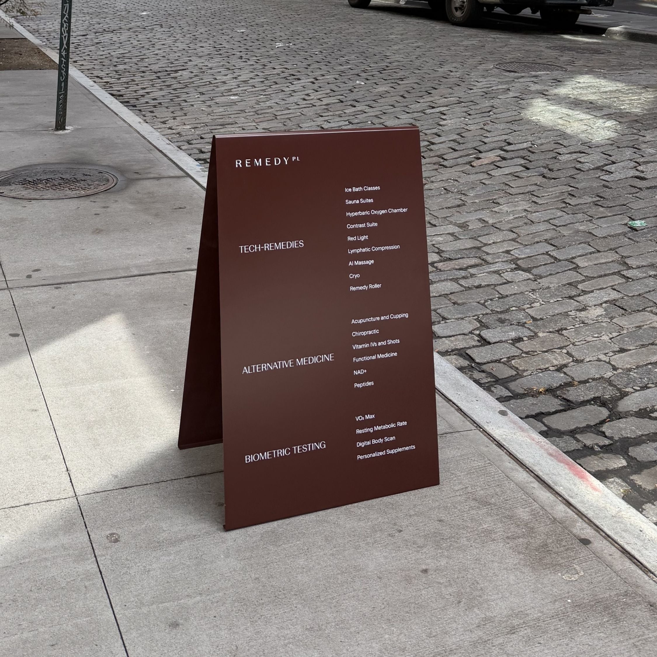 Brown Stainless Steel A-Frame Sidewalk Sign for commercial use