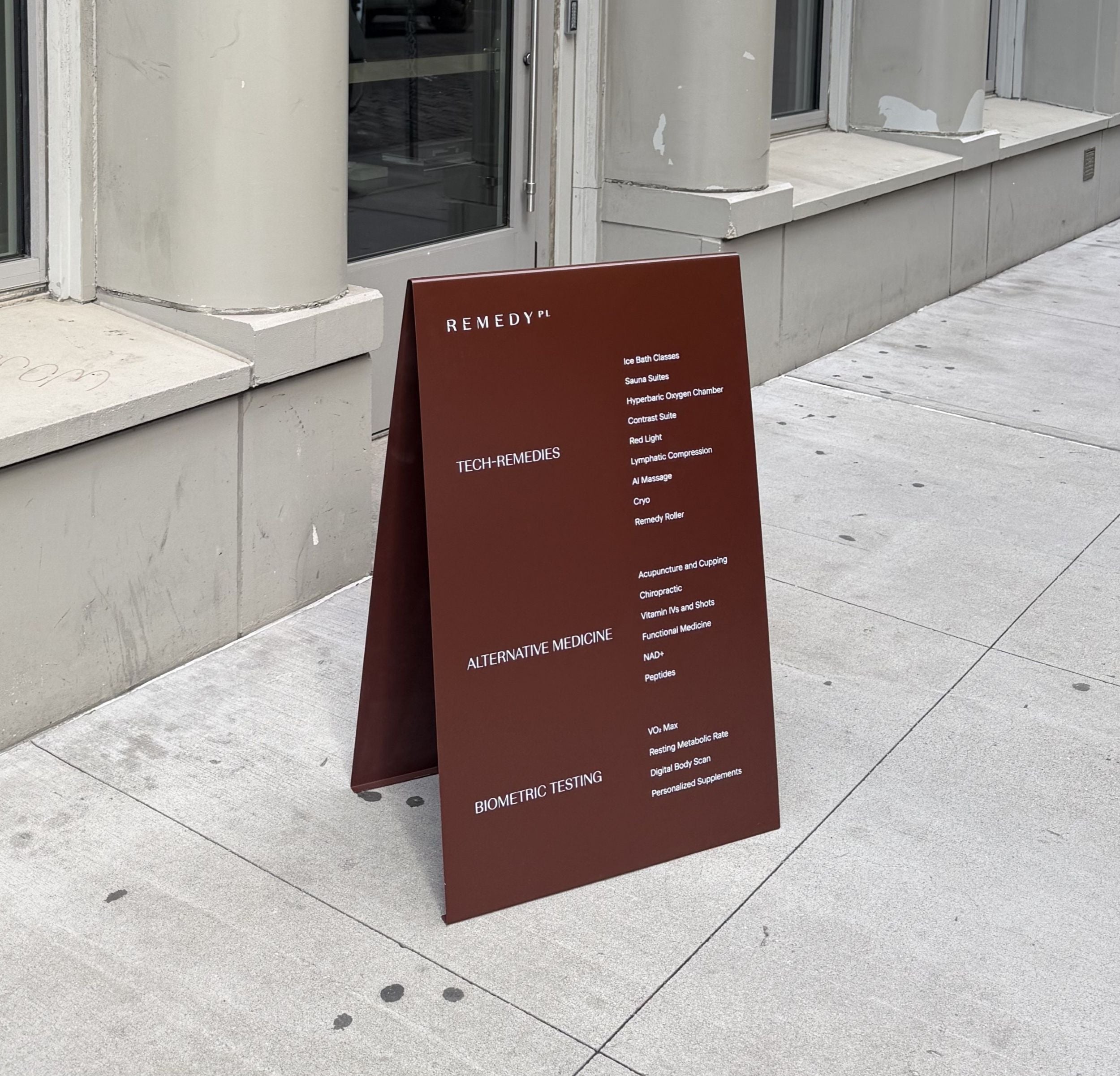 Brown Stainless Steel A-Frame Sidewalk Sign for commercial use