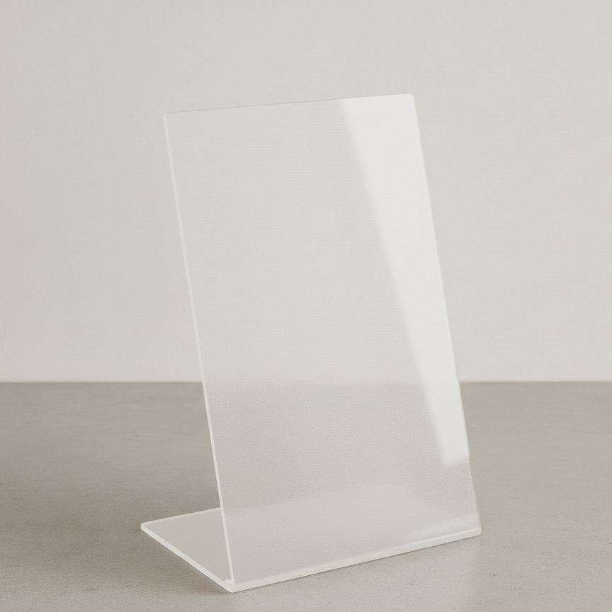 Transparent acrylic table top sign stand for clear display