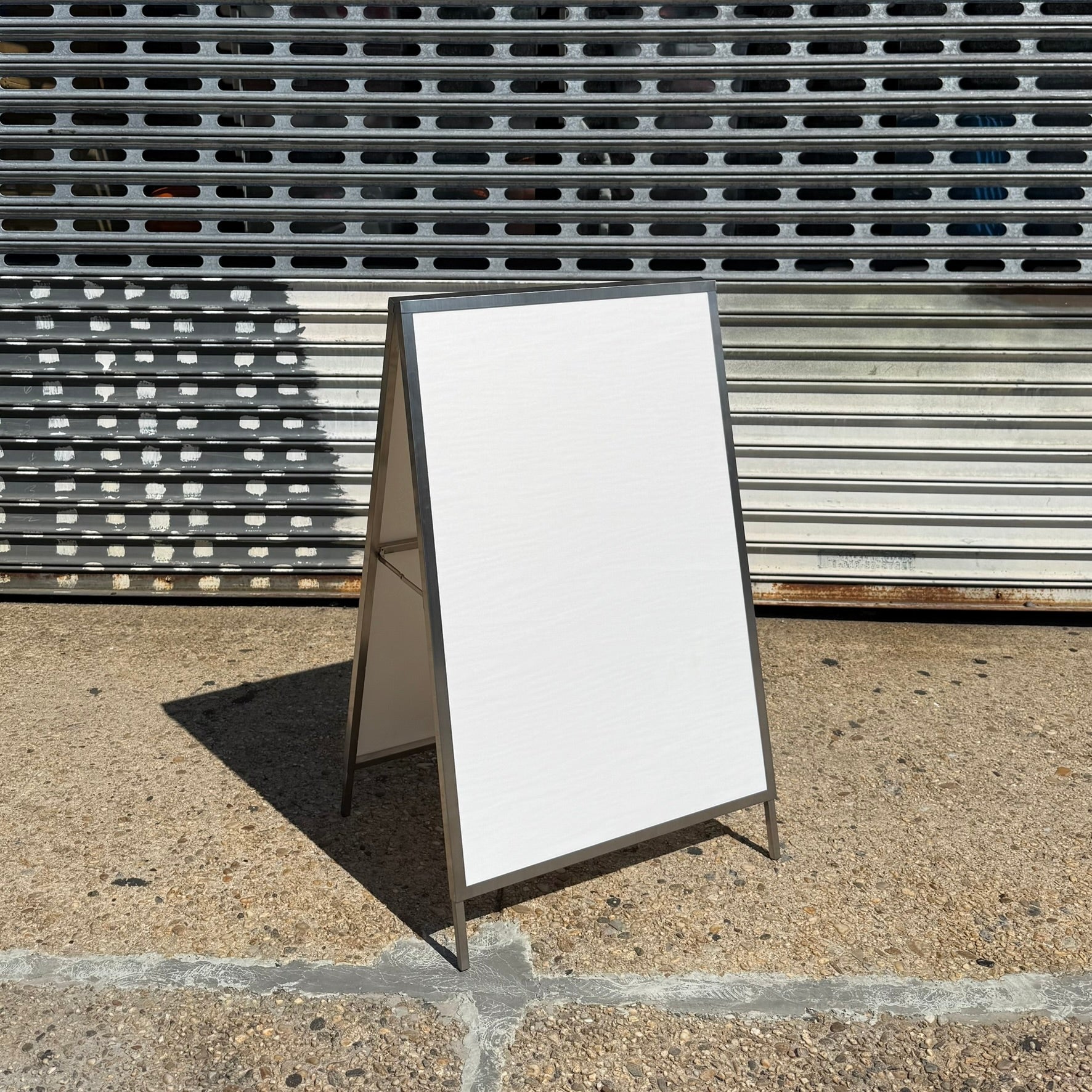 Customizable_Stainless_Steel_Sidewalk_Sign_A_Frame_Front_Angle_View