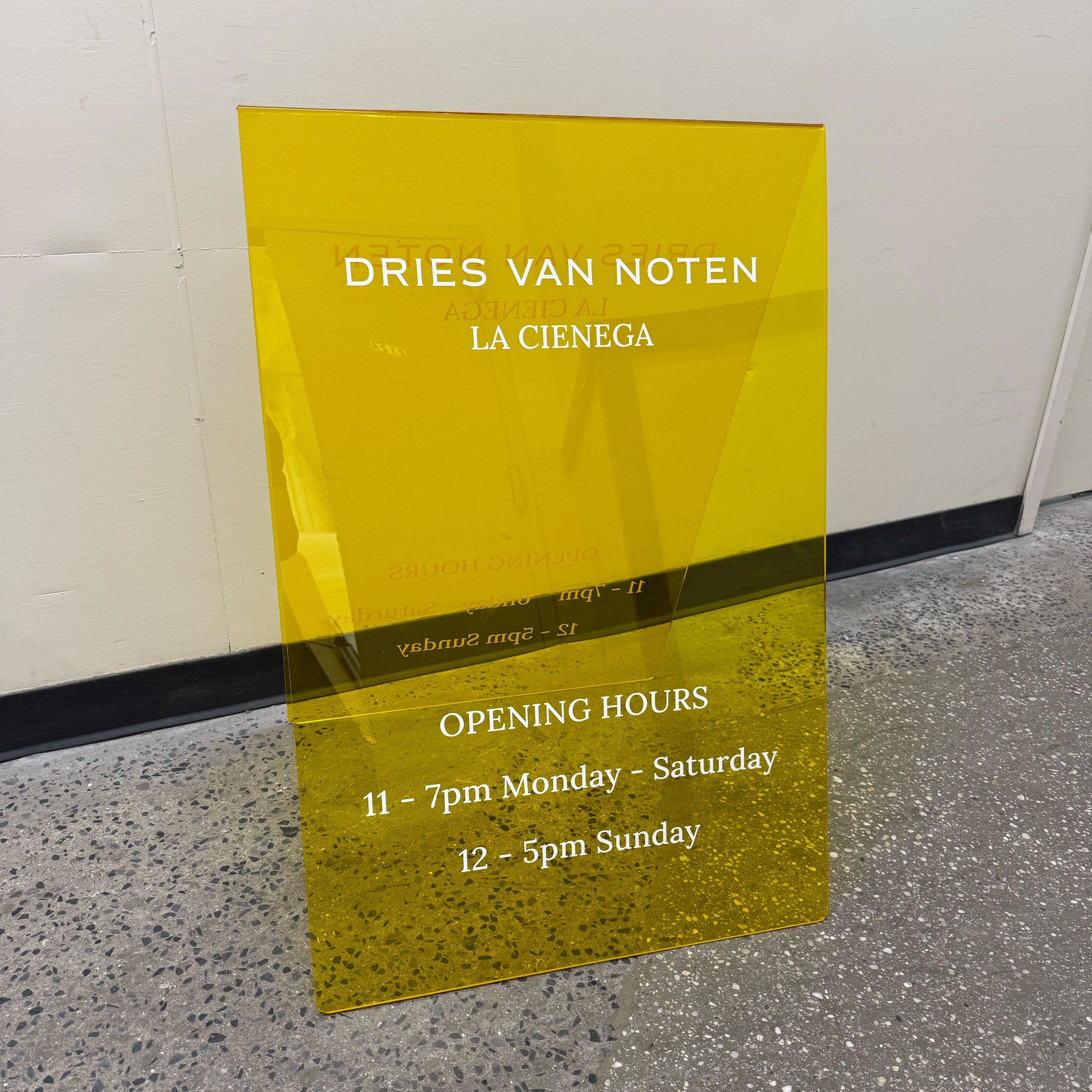 Transparent acrylic A-frame sidewalk sign for clear visibility