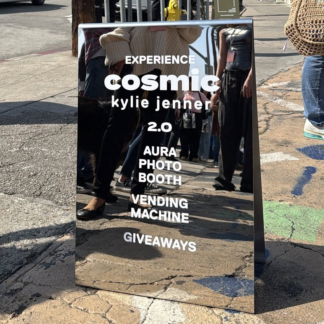 Mirrored sidewalk sign sandwich board a-frame