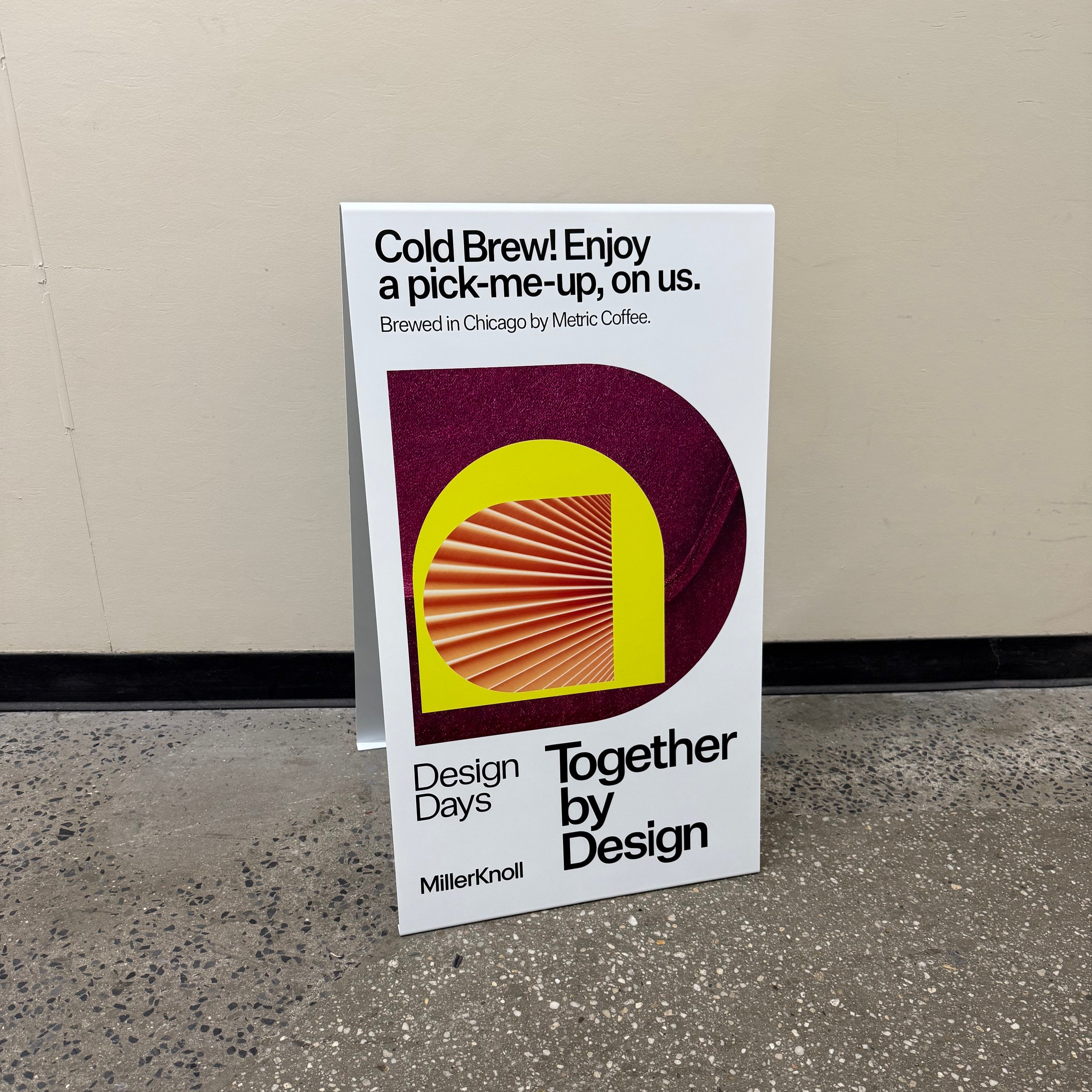 Miller Knoll White Stainless Steel Sidewalk Sign