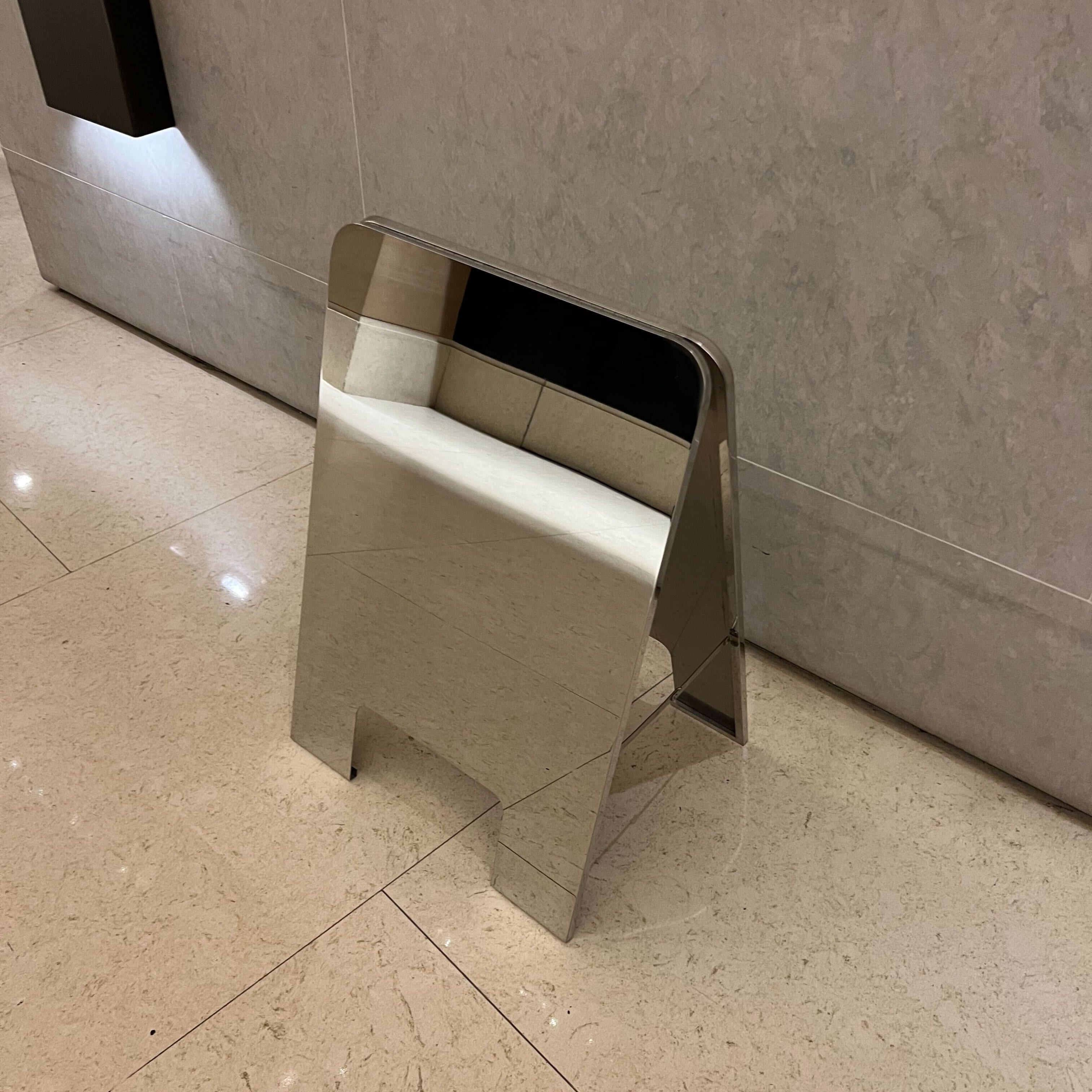 Mirrored Rounded Stainless Steel A-Frame Sandwich Board Sign Right