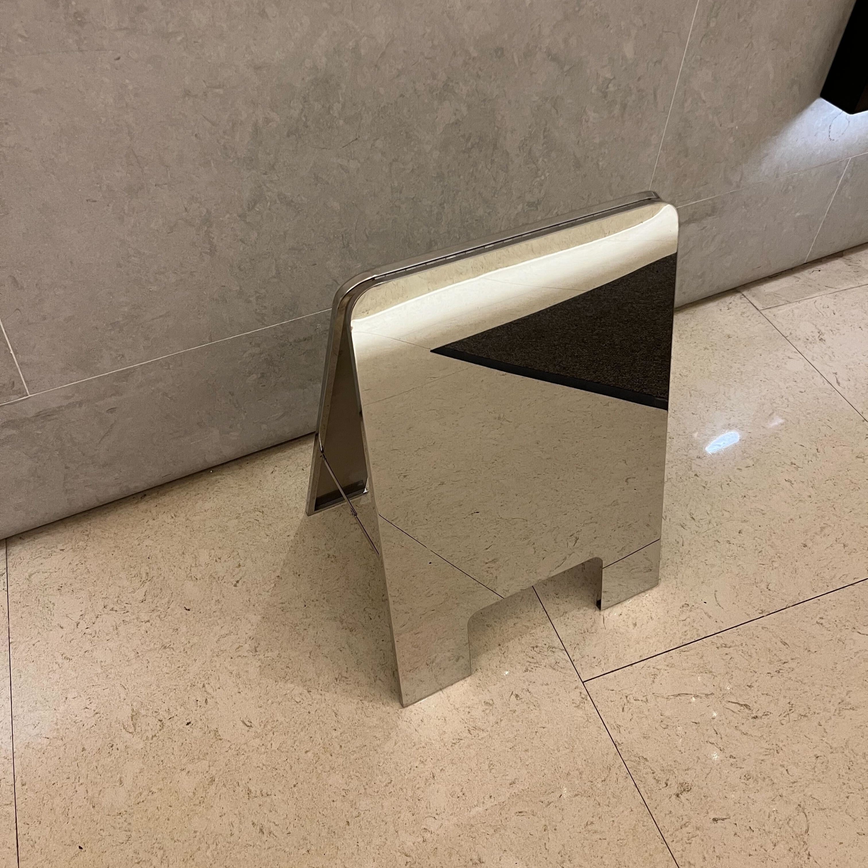 Mirrored Rounded Stainless Steel A-Frame Sandwich Board Sign Top