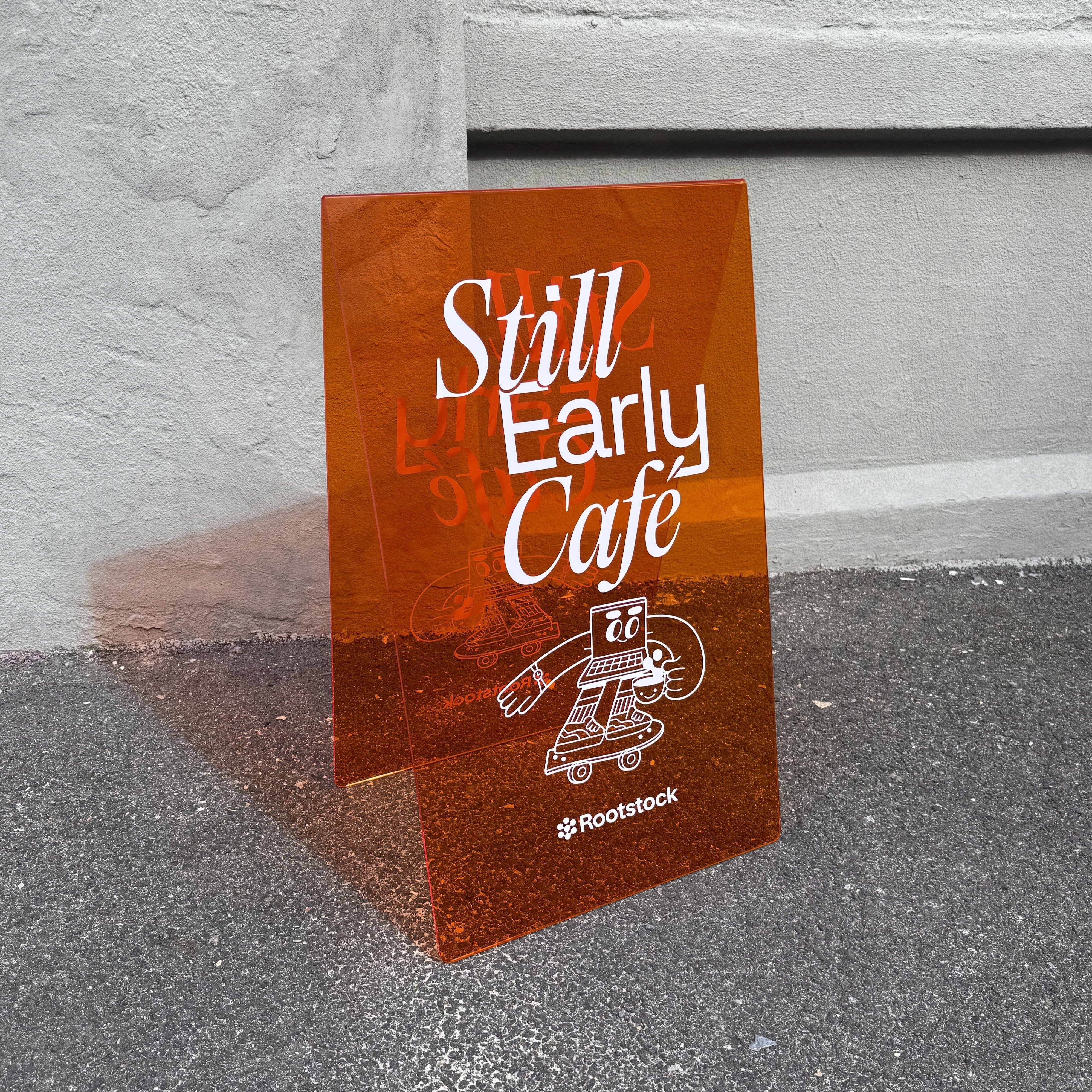 Transparent acrylic A-frame sidewalk sign for clear visibility