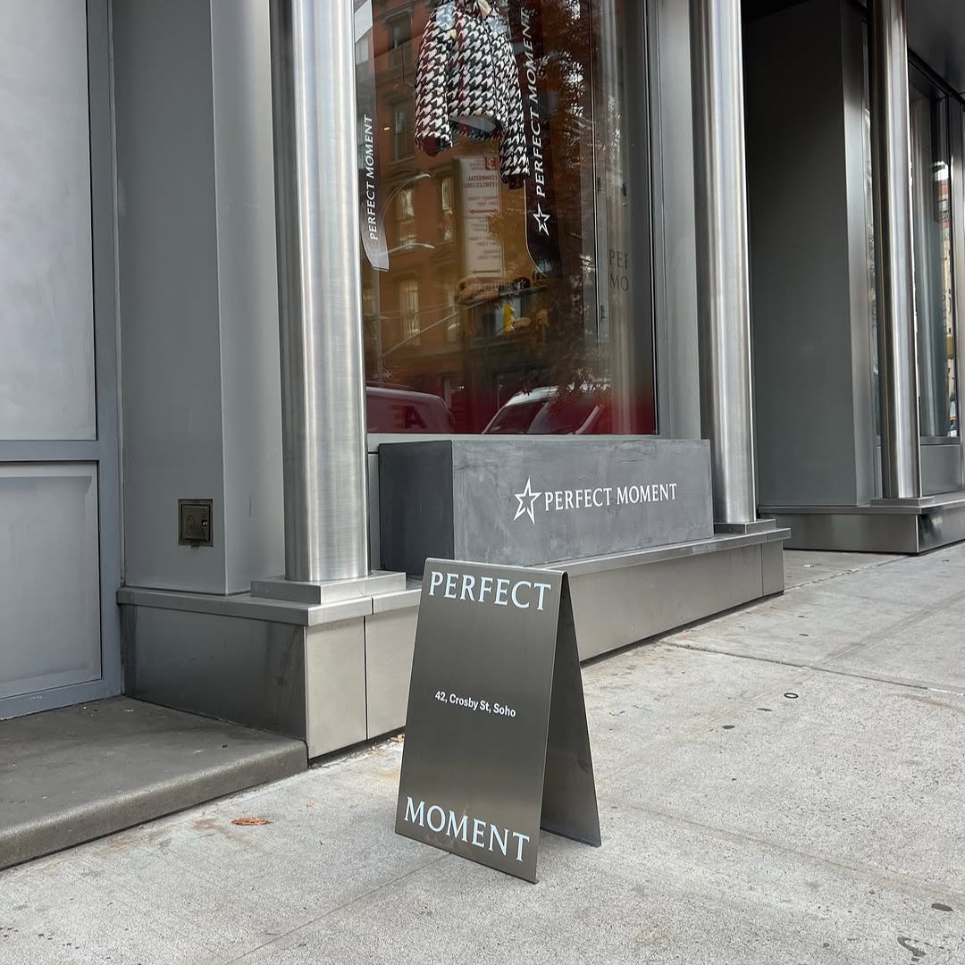 Brushed stainless steel A-frame sidewalk sign with modern finish