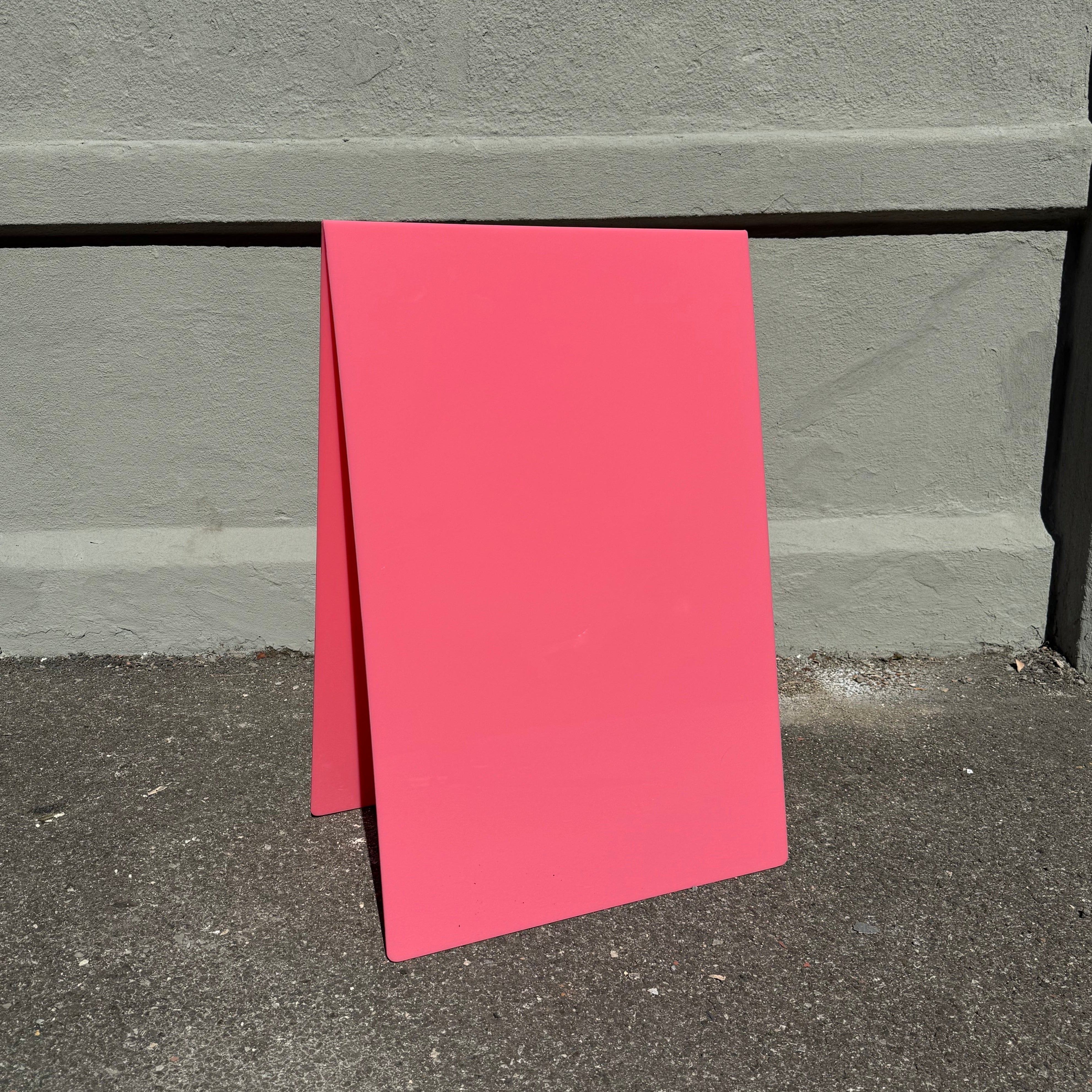 Opaque acrylic A-frame sidewalk sign with solid finish