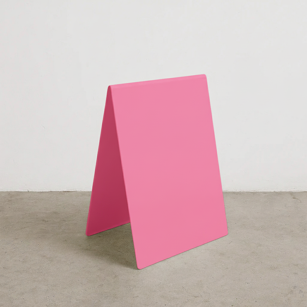 Opaque acrylic A-frame sidewalk sign with solid finish