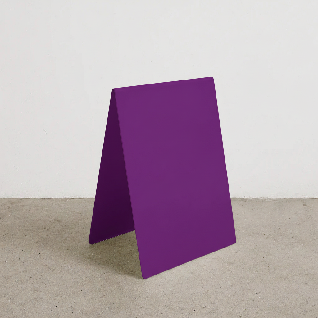 Opaque acrylic A-frame sidewalk sign with solid finish