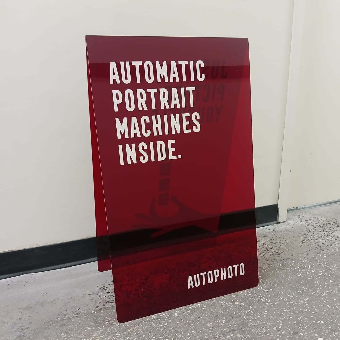 Transparent acrylic A-frame sidewalk sign for clear visibility