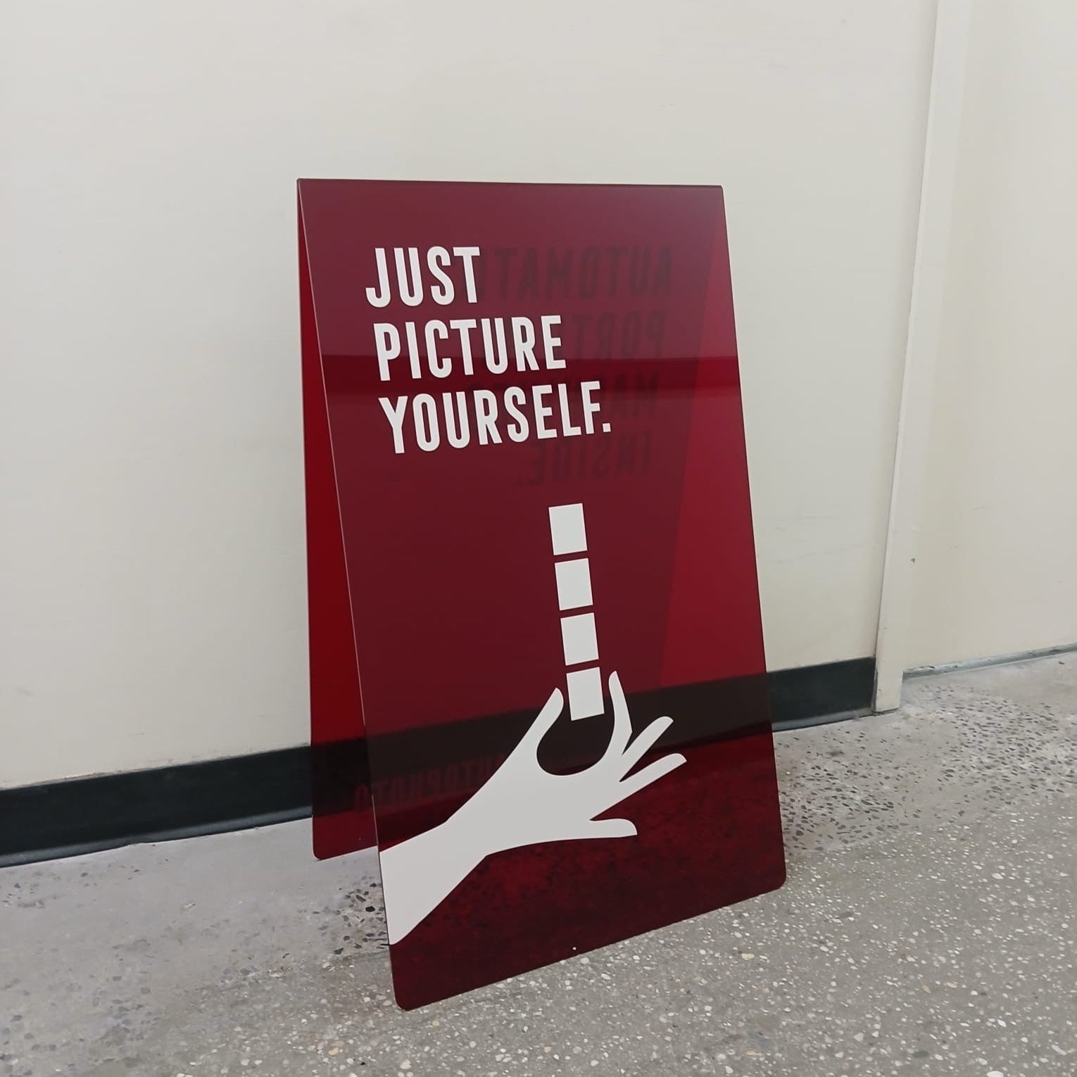 Transparent acrylic A-frame sidewalk sign for clear visibility